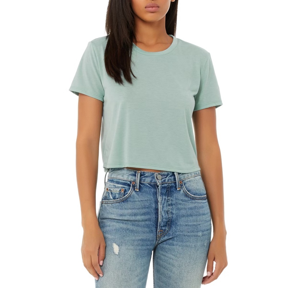 Bella Canvas Dusty Blue Flowy Cropped T-Shirt